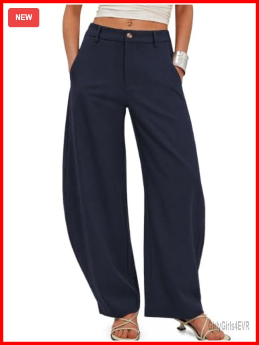 Barrel Leg Dress Pants High Waisted Wide Leg Pleated Work Trousers